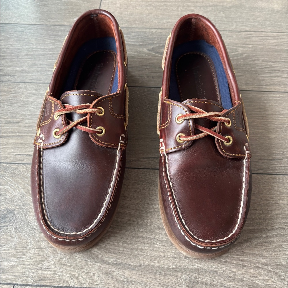 Timberland Classic 2-Eye Leather Boat Shoes - Burgundy/Brown - Men’s Size 8.5